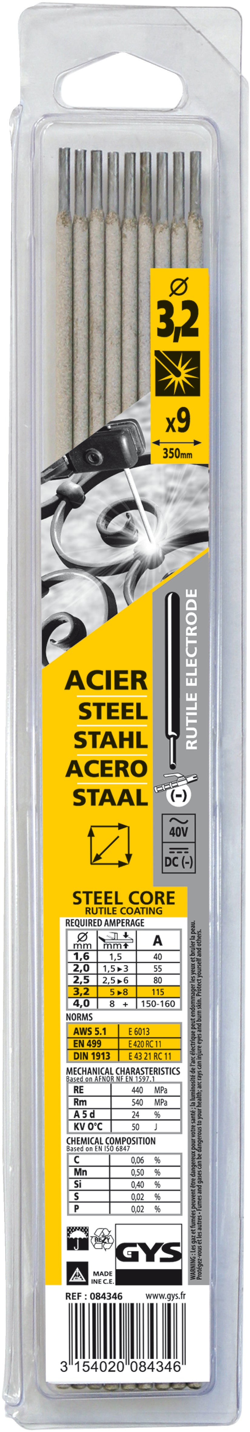 Gys elektrodes staal o3,2mm (x9) - 5193084346 5193084346