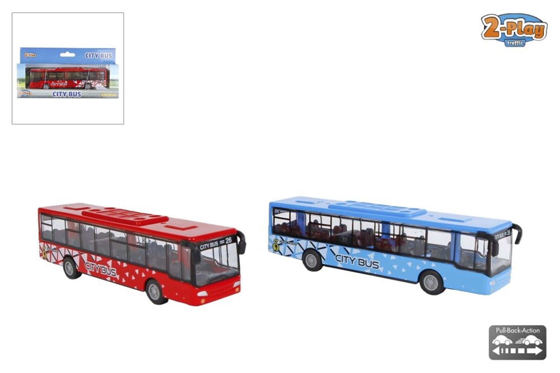 2-play stadsbus die cast pull back 15cm