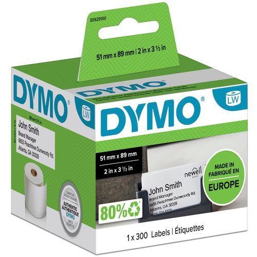 Naambadge etiket dymo 89x51mm rol 300 stuks