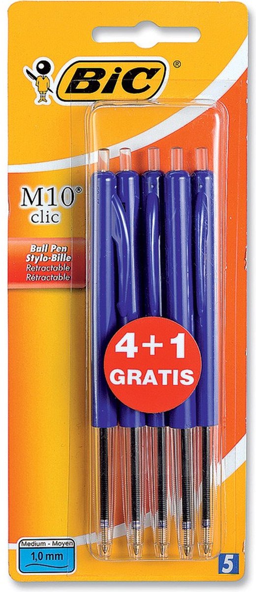 Bic balpen m10 blauw bls 4+1