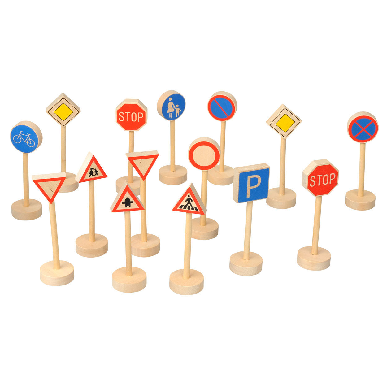 Goki houten verkeersbordenset, 15dlg.