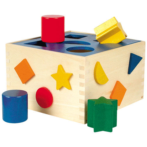 Goki sorteerkist - diverse vormen - 16x16x10cm - hout - 1 jaar