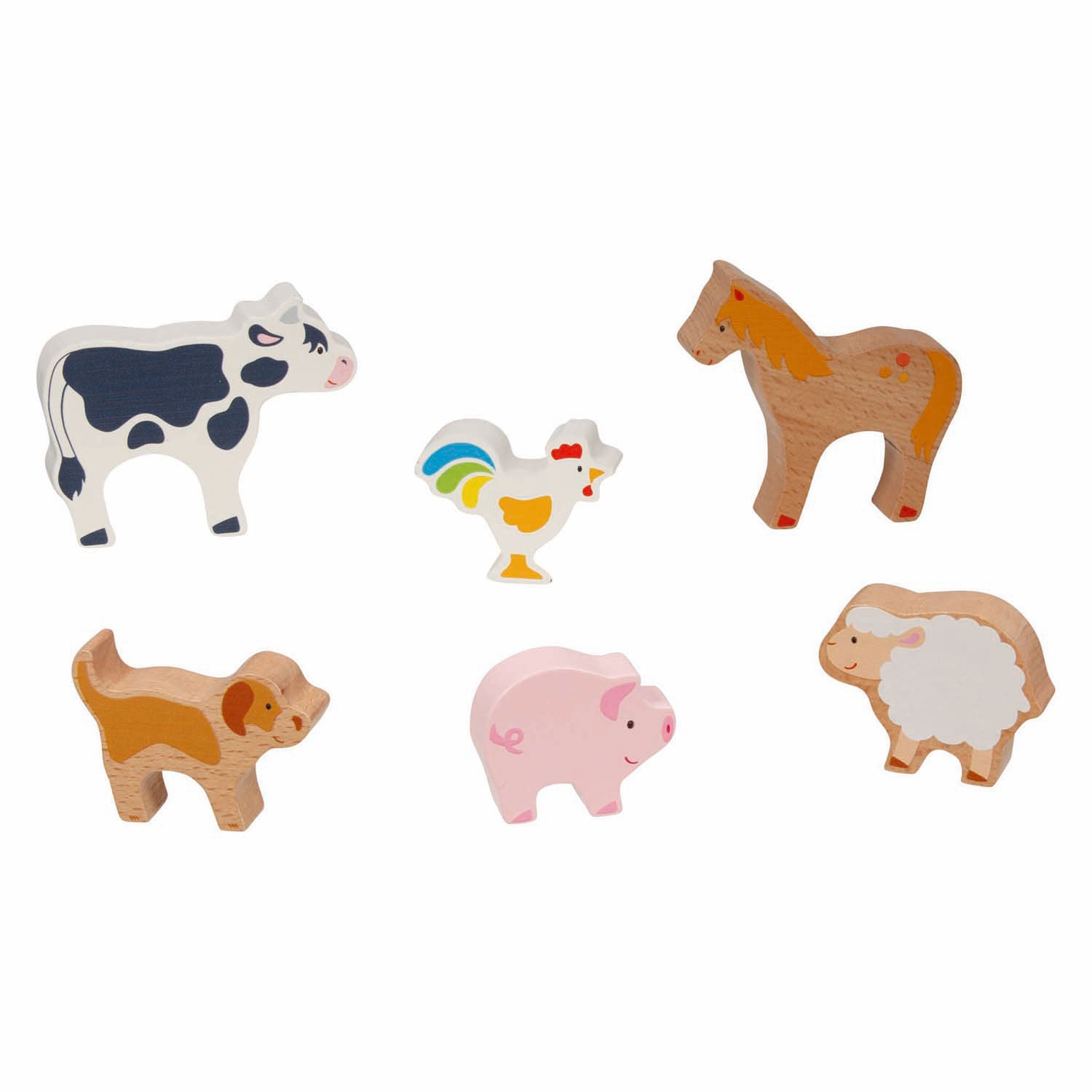 Goki houten boerderijdieren, 6dlg.