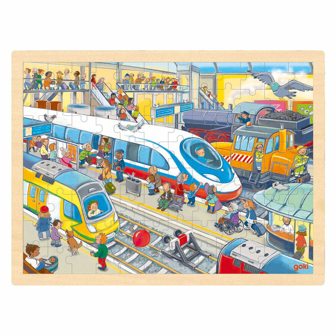 Goki houten puzzel treinstation, 96st.