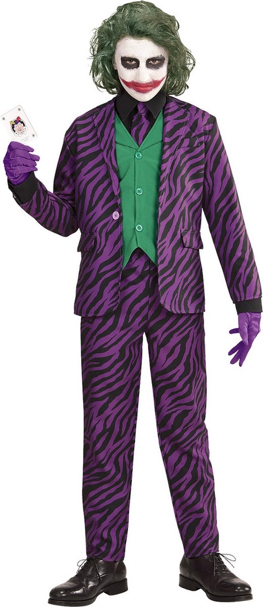 Finidi joker kostuum | classy joker | jongen | maat 140 | carnaval kostuum | verkleedkleding