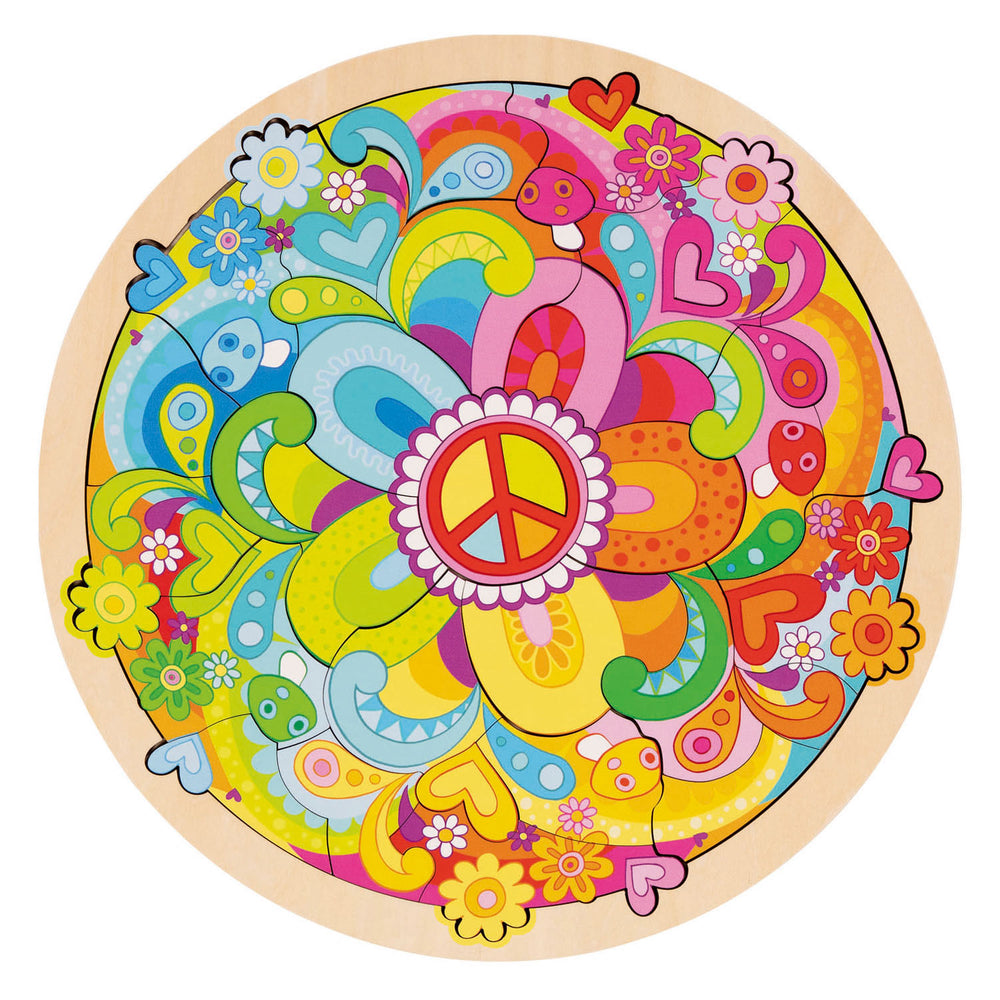 Goki houten puzzel mandala bloemen - 34dlg.