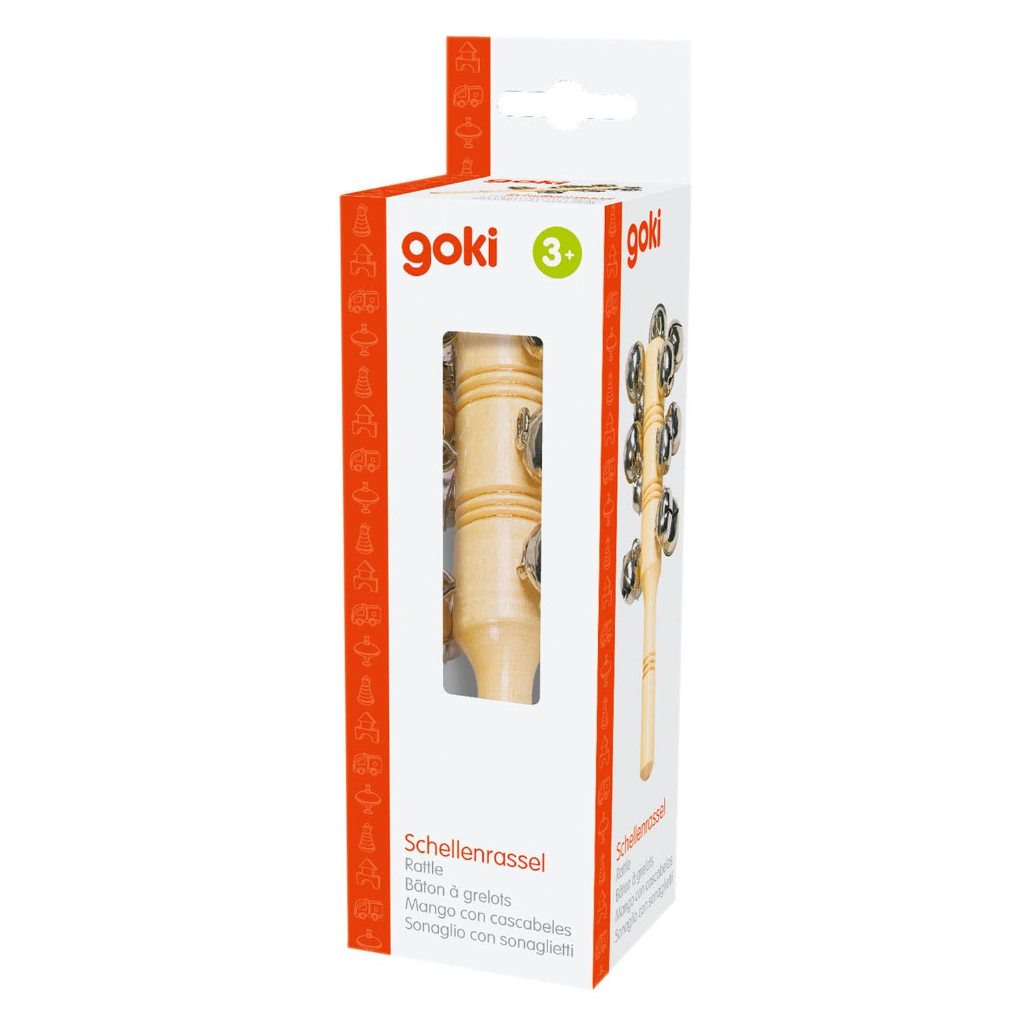 Goki houten instrument belstok met 13 bellen