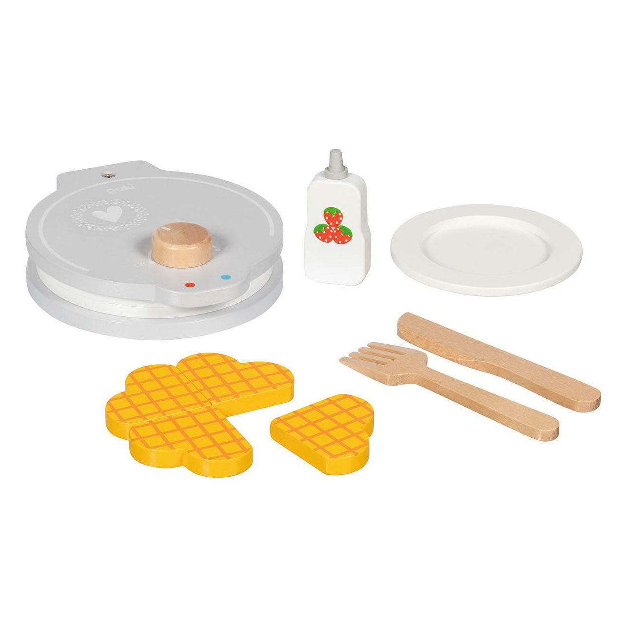 Goki houten wafelijzer met accessoires, 9dlg.