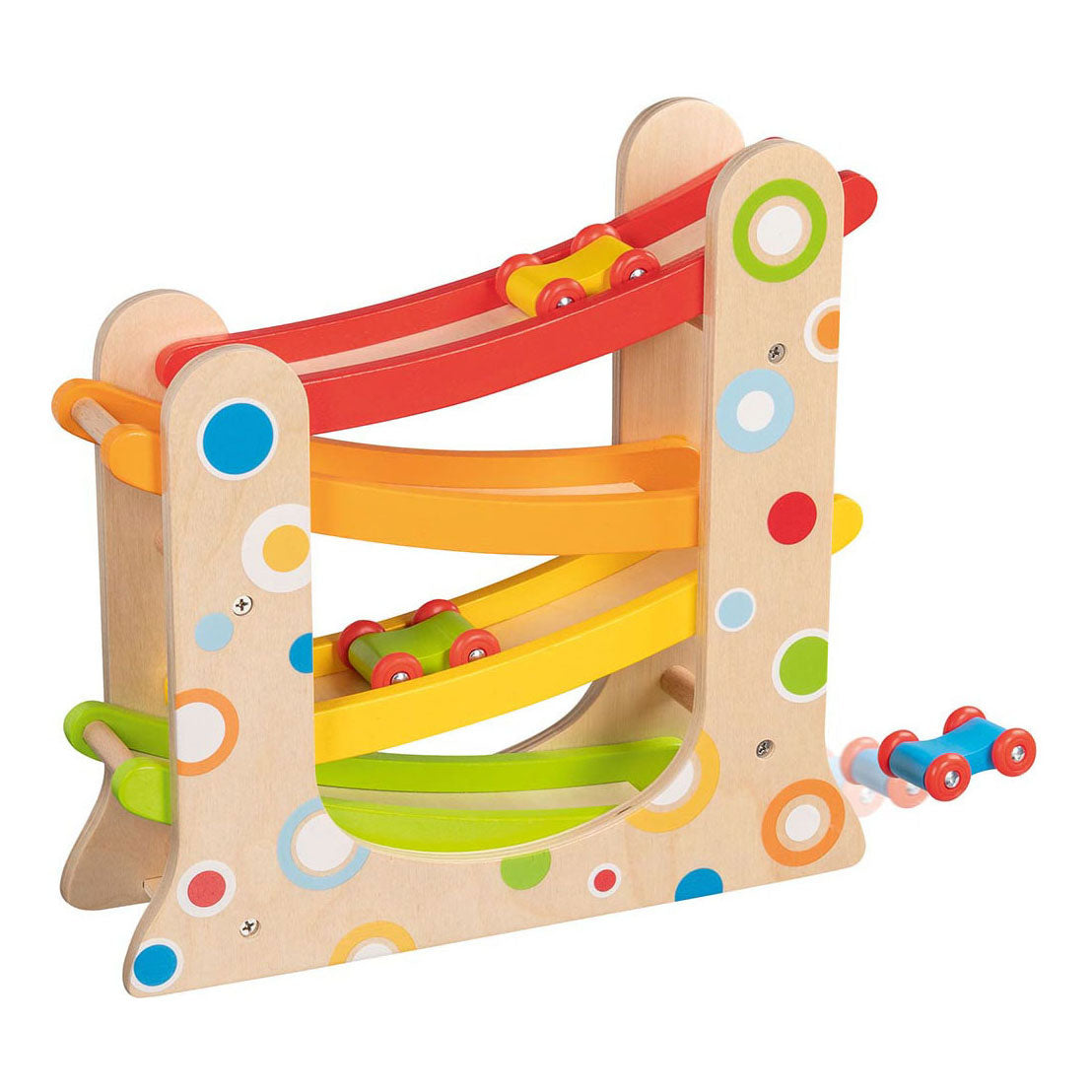 Goki houten autoracebaan met 3 auto's