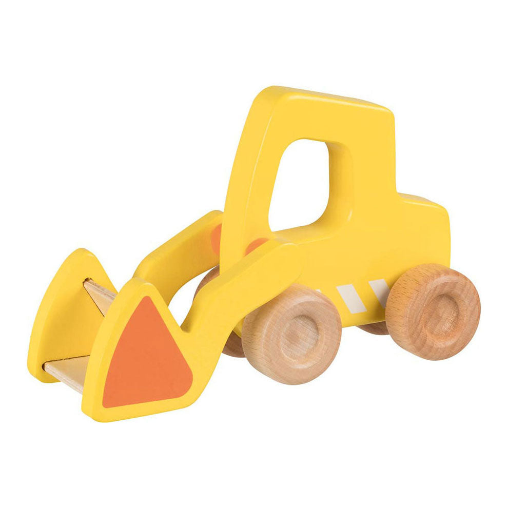Goki houten graafmachine met schep geel