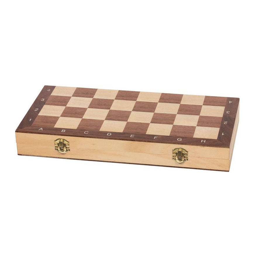 Goki schaakbord plooibaar 38x38x2.5cm, bord en figuren van hout, 7+