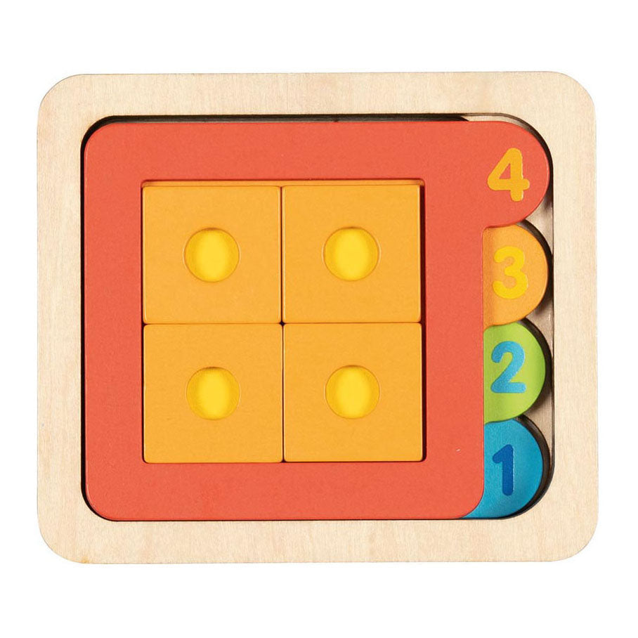Goki houten lagenpuzzel vormen en cijfers, 15e.