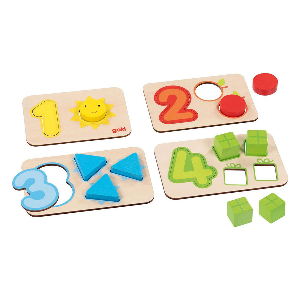 Goki houten vormenpuzzel cijfers en vormen, 18e.