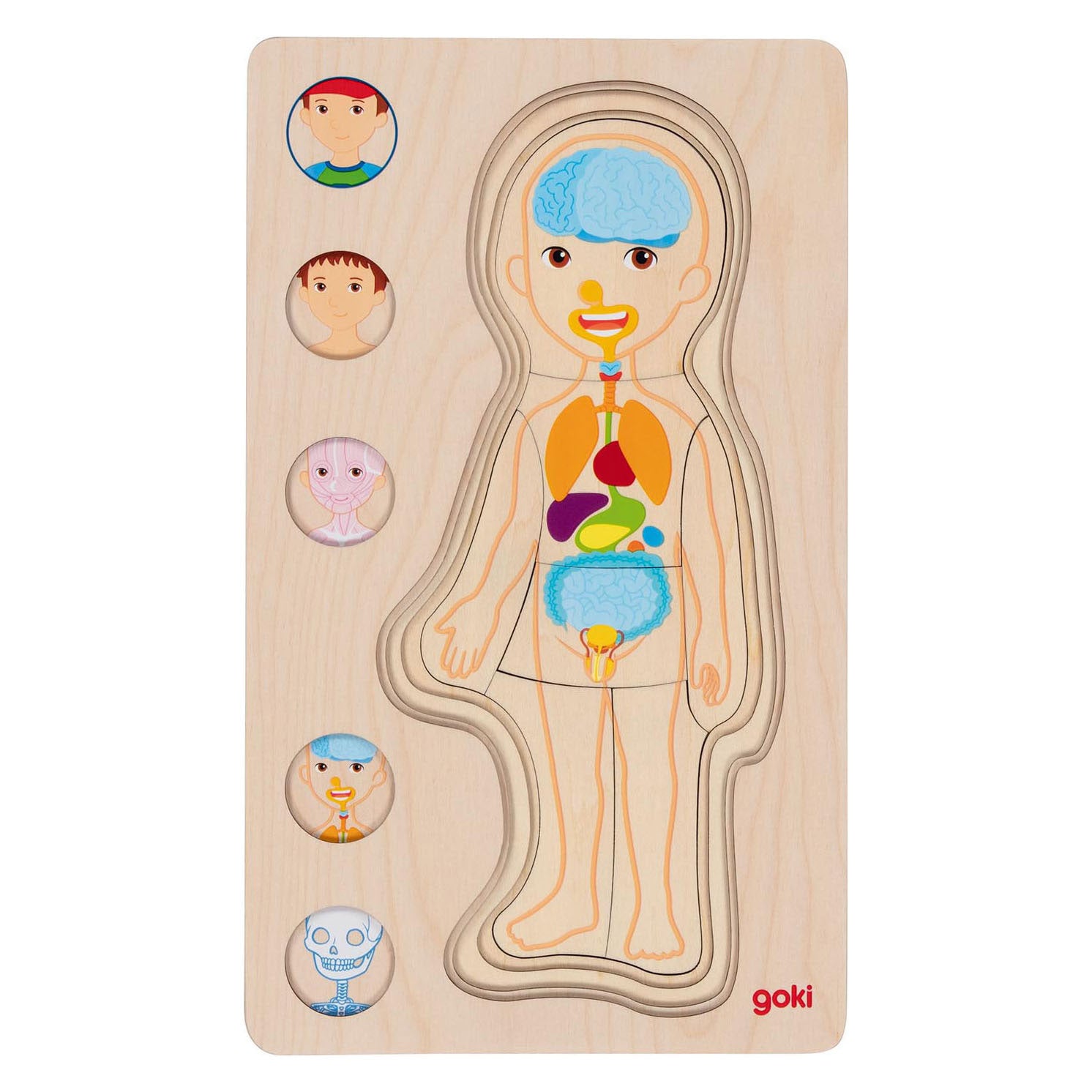 Goki Wooden Layer Puzzle Human Body Boy, 29 pcs.