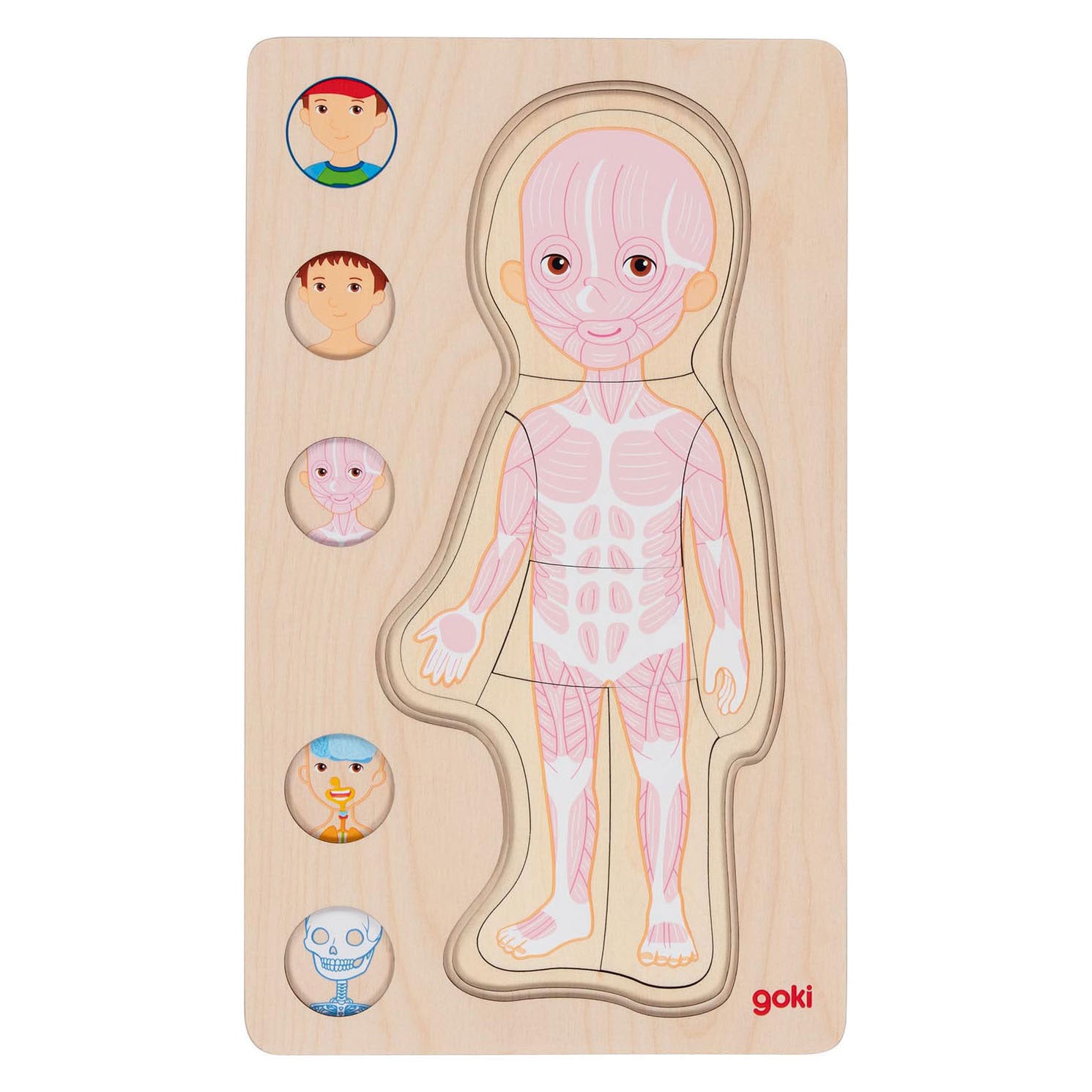 Goki Wooden Layer Puzzle Human Body Boy, 29 pcs.