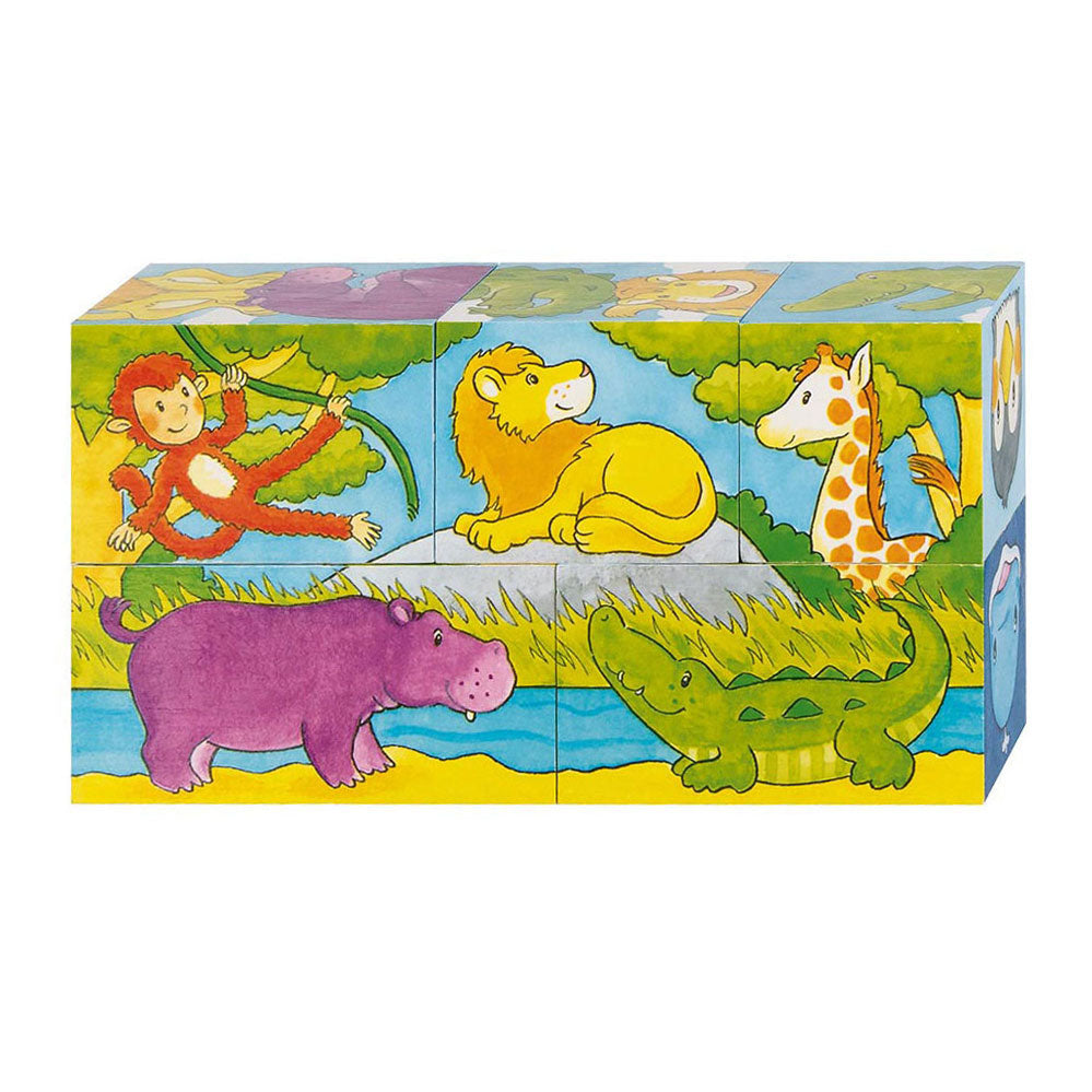 Goki houten blokpuzzelsafari, 5st.