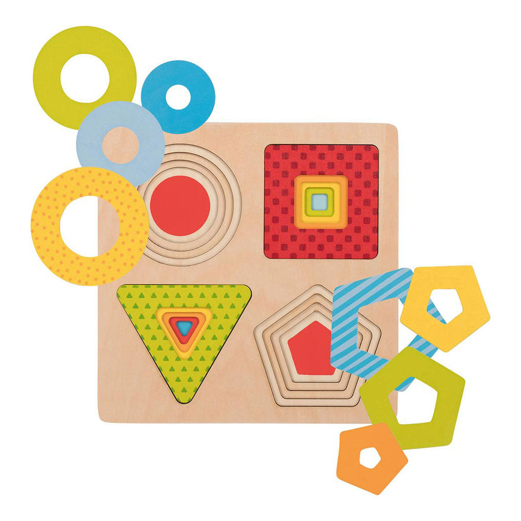Goki houten lagenpuzzel geometrische vormen, 16e.