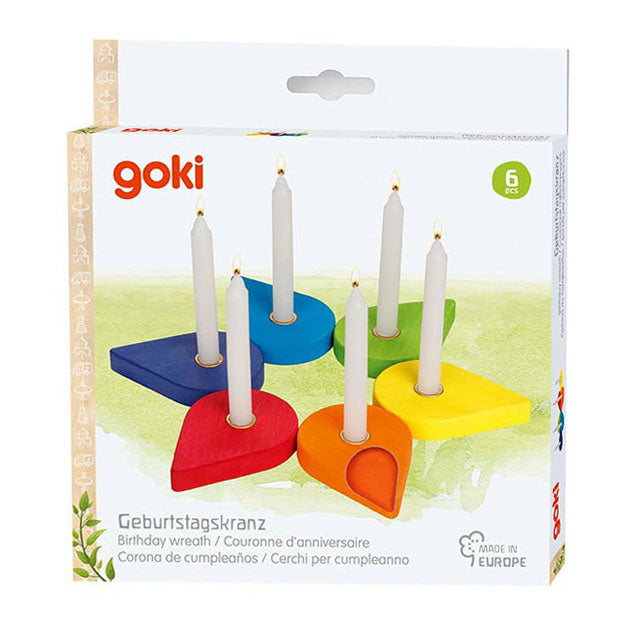 Goki Wooden Birthday Wreath Candle Holders, Set of 6