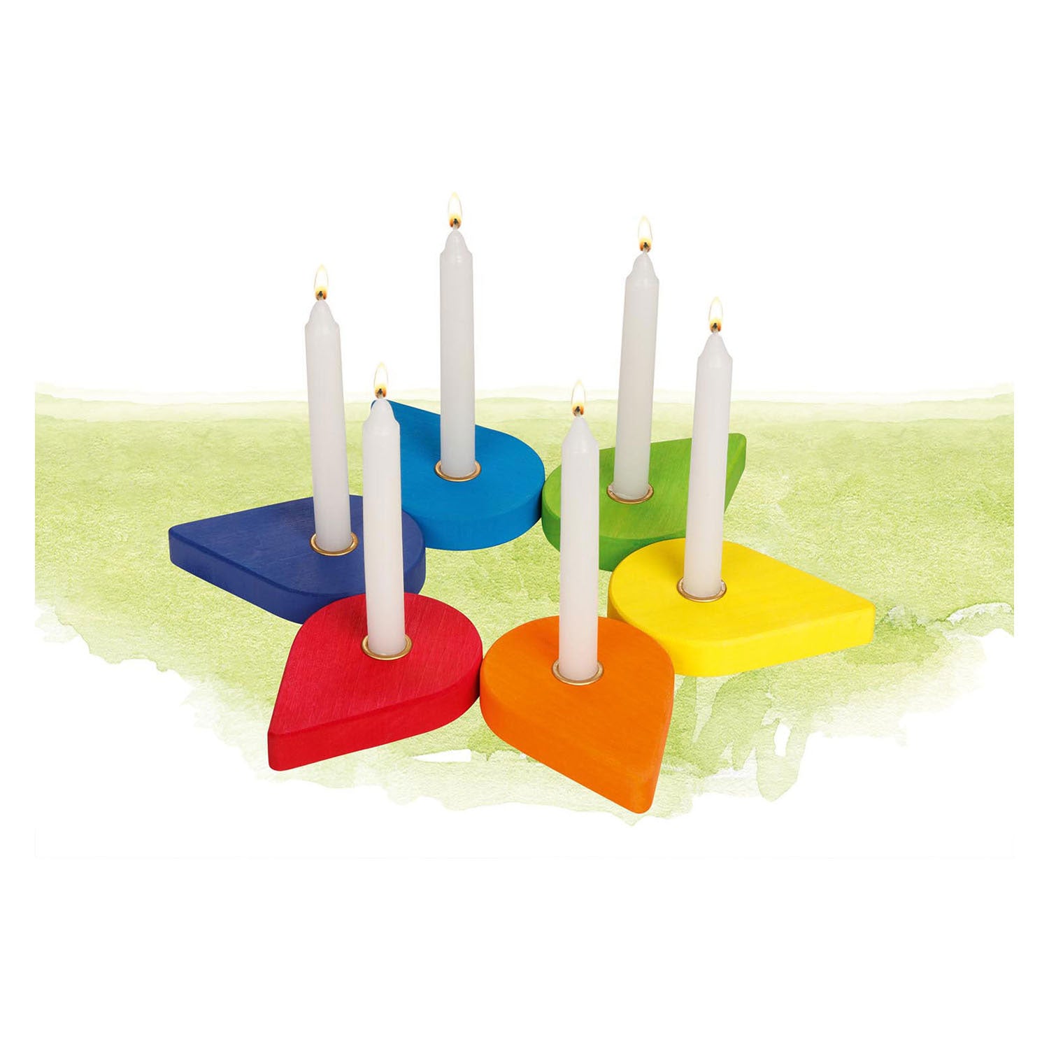 Goki Wooden Birthday Wreath Candle Holders, Set of 6