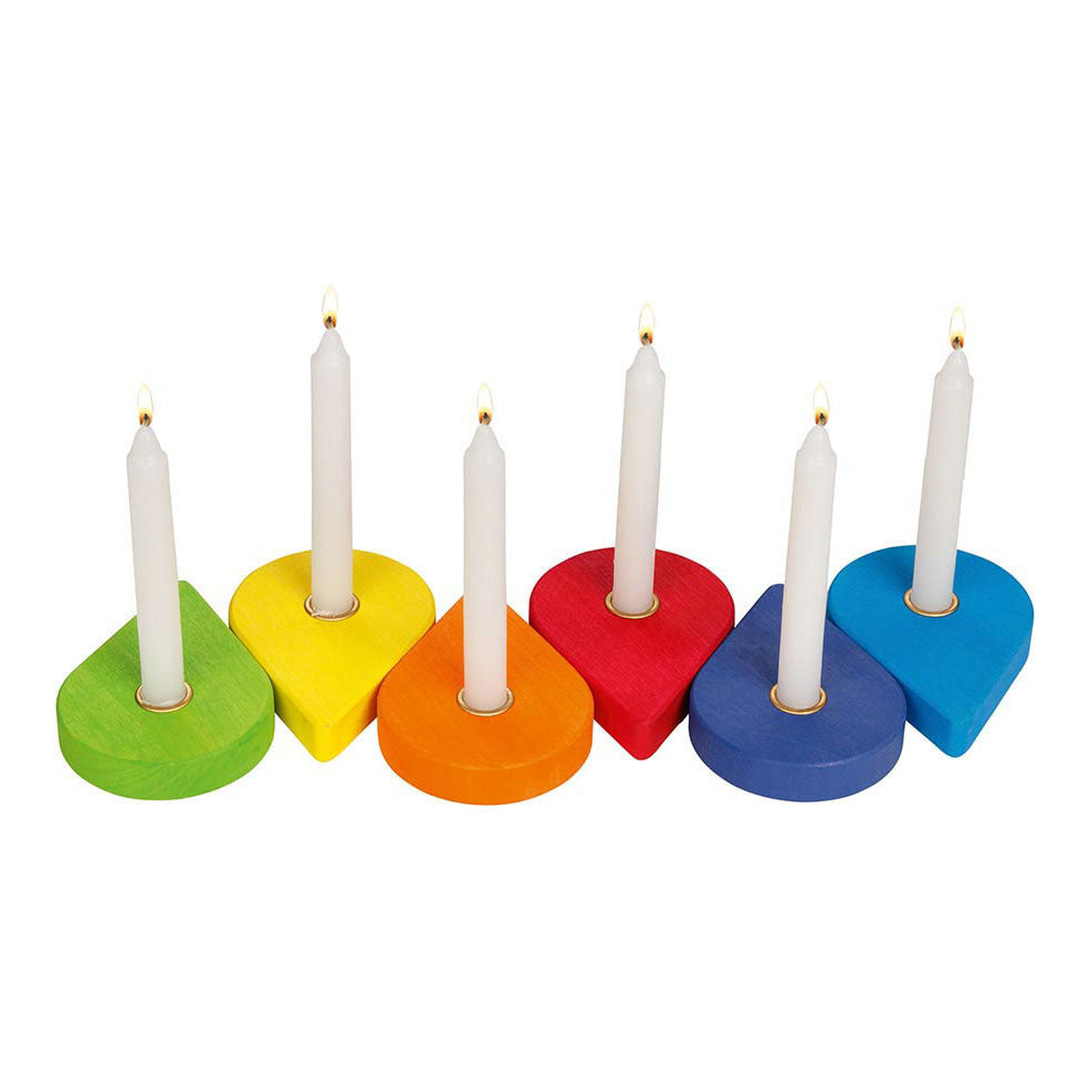 Goki Wooden Birthday Wreath Candle Holders, Set of 6