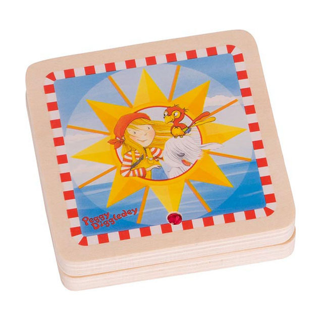 Goki houten zonnewijzer en kompas zakformaat