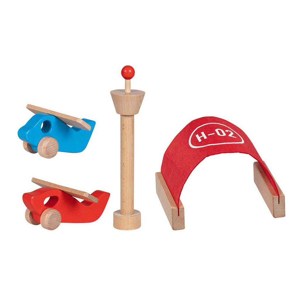 Goki speelset wegdelen vliegveld met accessoires - 26dlg.