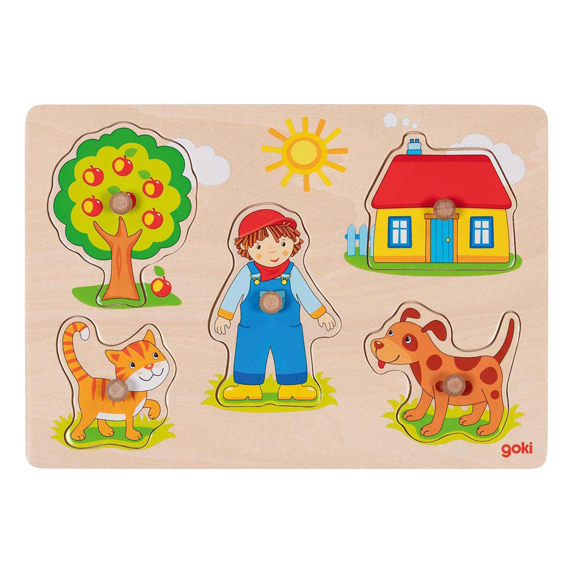 Goki houten noppenpuzzel, 5st.