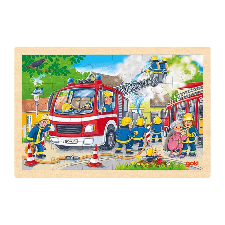 Goki houten legpuzzel brandweer, 24st.
