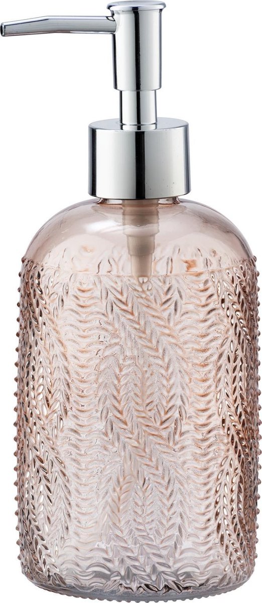 Wenko zeepdispenser vetro roze glas 400ml - zeeppompje vrijstaand en navulbaar - badkamer toilet keuken