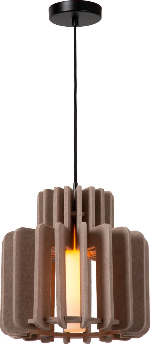Lucide rollo - hanglamp - 1xe27 - taupe - japandi