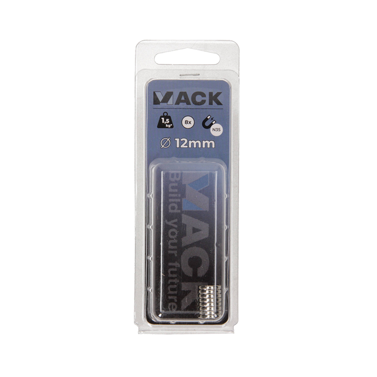 Mack 1076876 - schijfmagneten neodymium 12mm*2mm (n35) - zilver 8st | 4 stuks