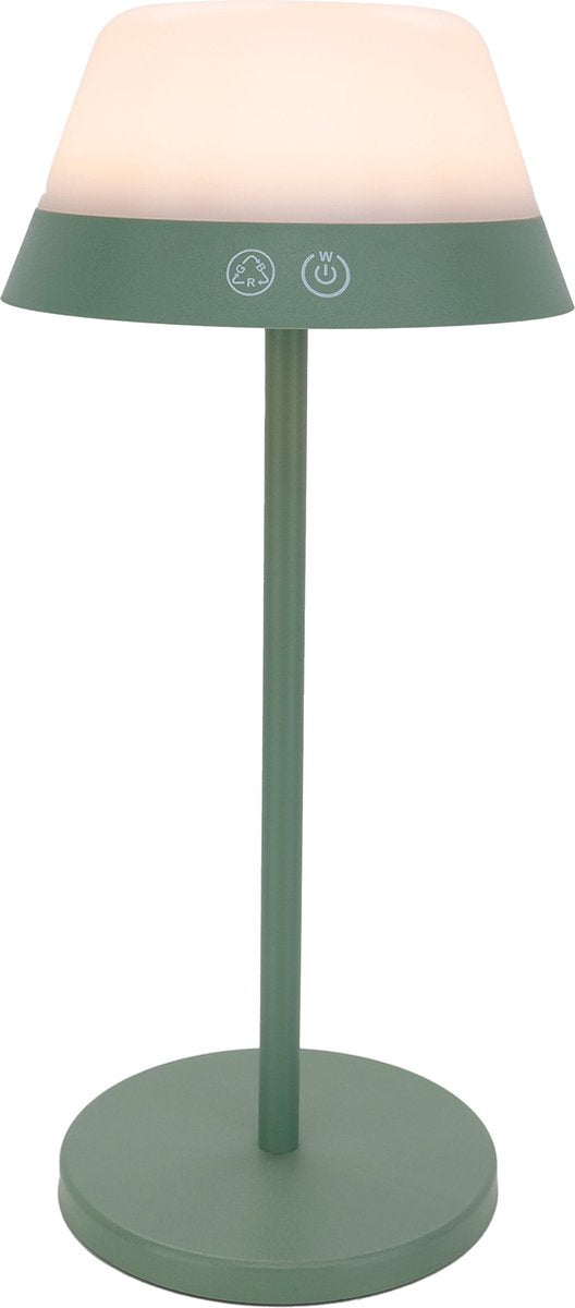 Eglo meggiano tafellamp - aanraakdimmer - draadloos - 32 cm - groen wit - instelbaar rgb wit licht - oplaadbaar - buiten en binnen