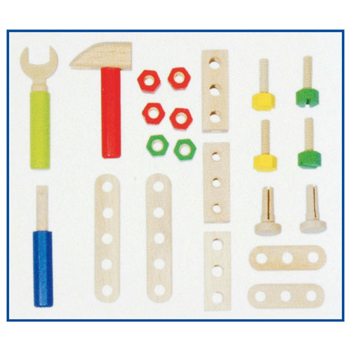 Goki houten werkbankje en gereedschapskist 2in1