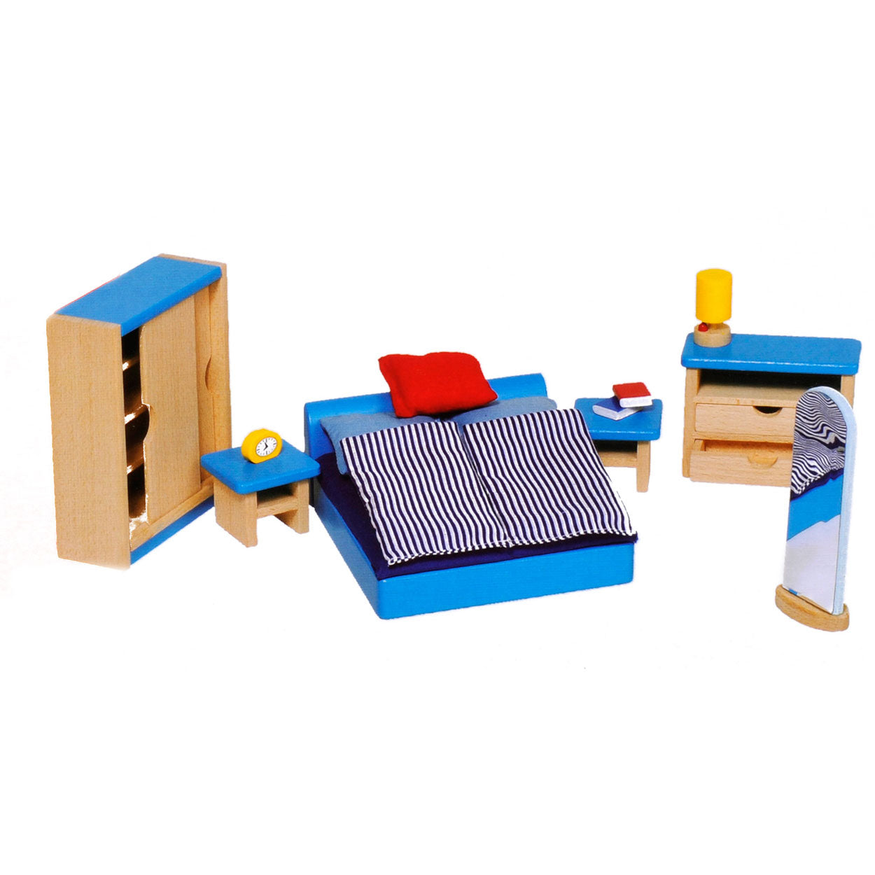 Goki poppenhuismeubeltjes: moderne slaapkamer 14-delig (incl. bedlinnen, excl.