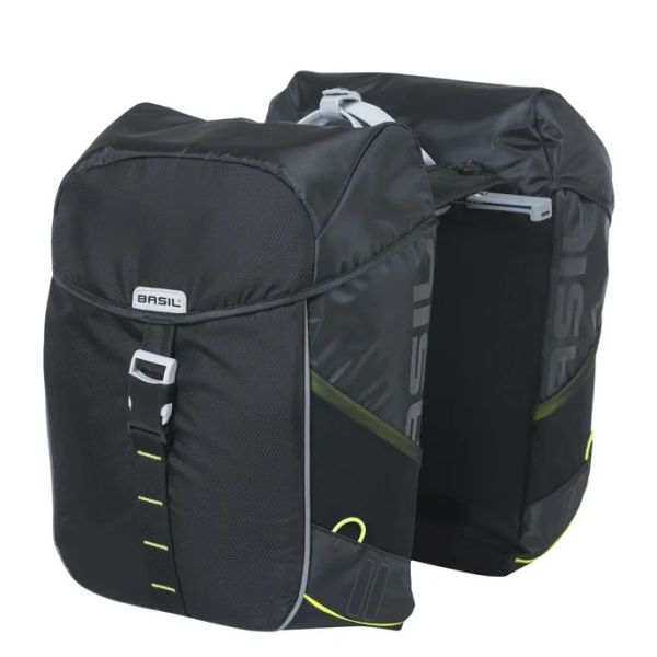 Basil dubbele fietstas miles 34 liter 13 x 26 x 35 cm (2x) - zwart lime