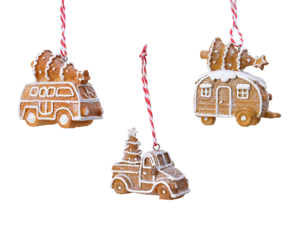 Decoris kersthanger peperkoek auto's polyresin 7x4,5x7,5cm