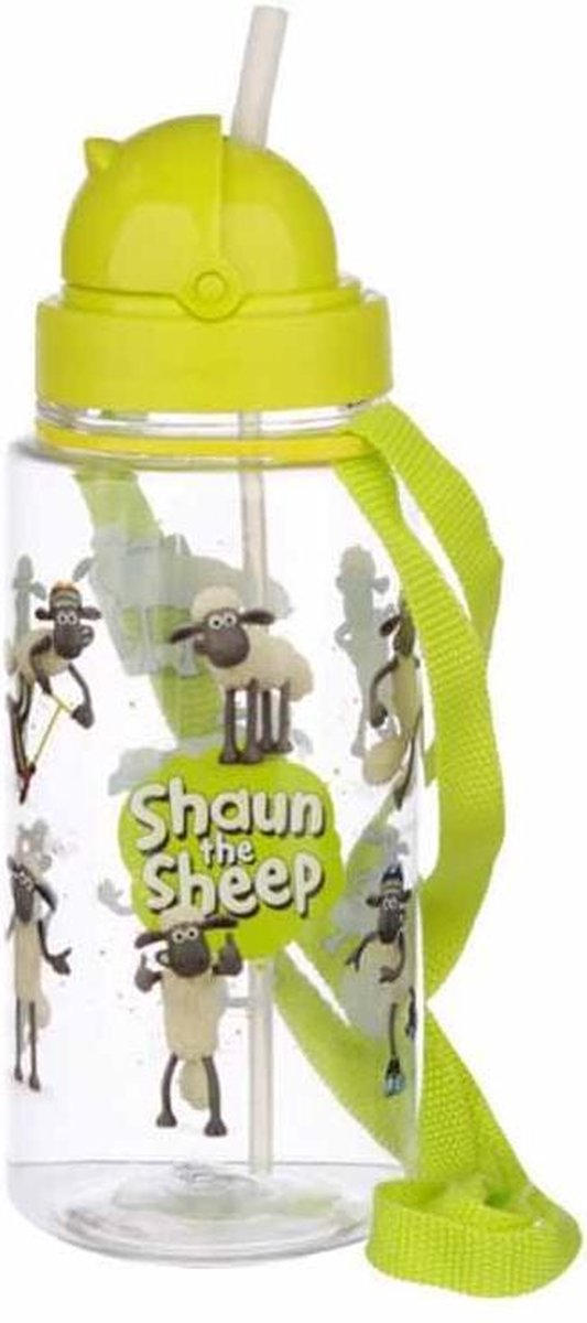 Shaun het schaap duurzaam bpa-vrij 450ml kinder waterfles rietje