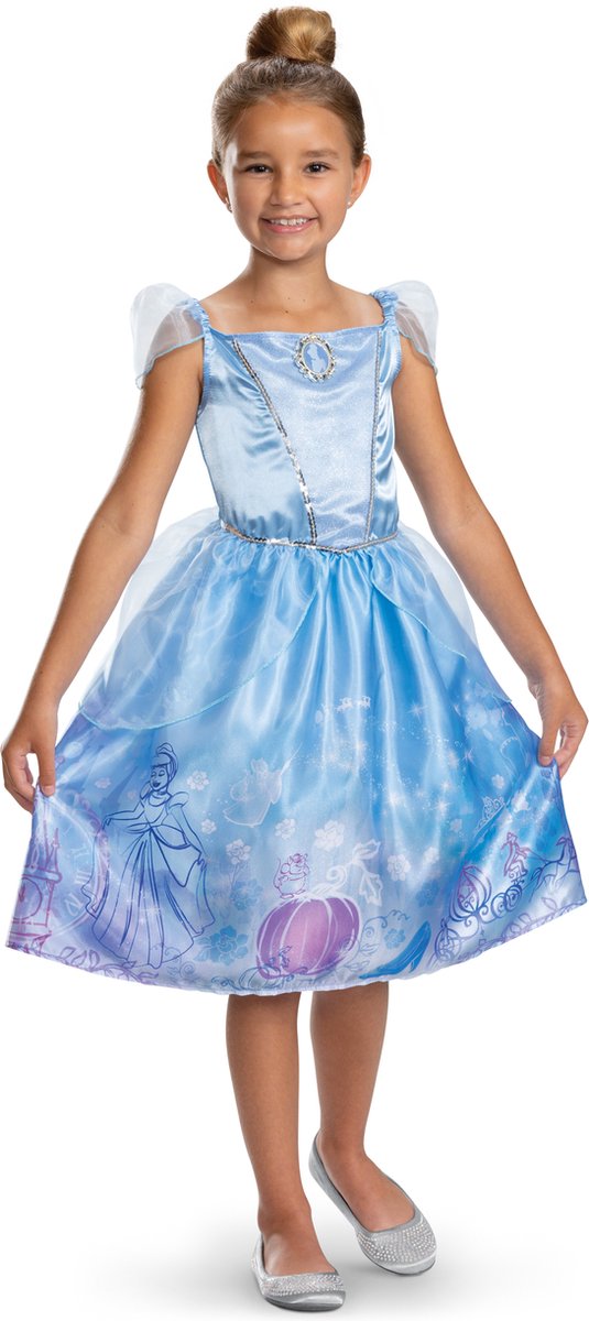 Disguise disney prinses - cinderella, cinderella jurk verhalenboek classic, maat s (5 - 6 jaar), meisjes