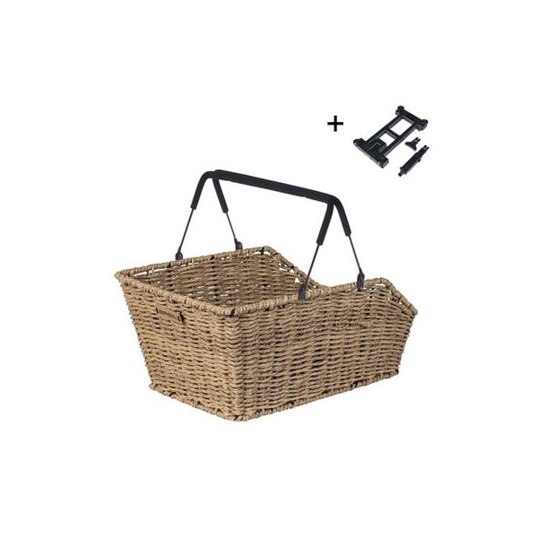 Basil rieten fietsmand cento rotan look mik 40 x 25 x 12 cm - zeegras