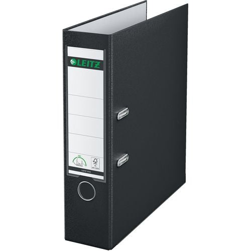 Leitz ordner 1010 plastic breedte 8cm zwart insteeketiket grijpgat
