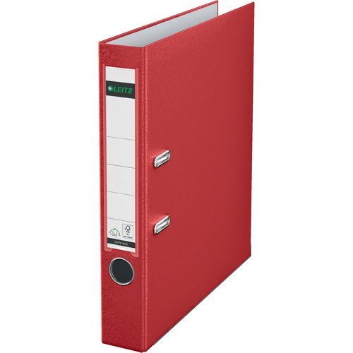 Ordner leitz 1015 plastic breedte 5,2cm rood insteeketiket grijpgat