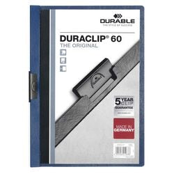 Klemmappen durable duraclip 60 blauw a4 60 vel transparente voorkant