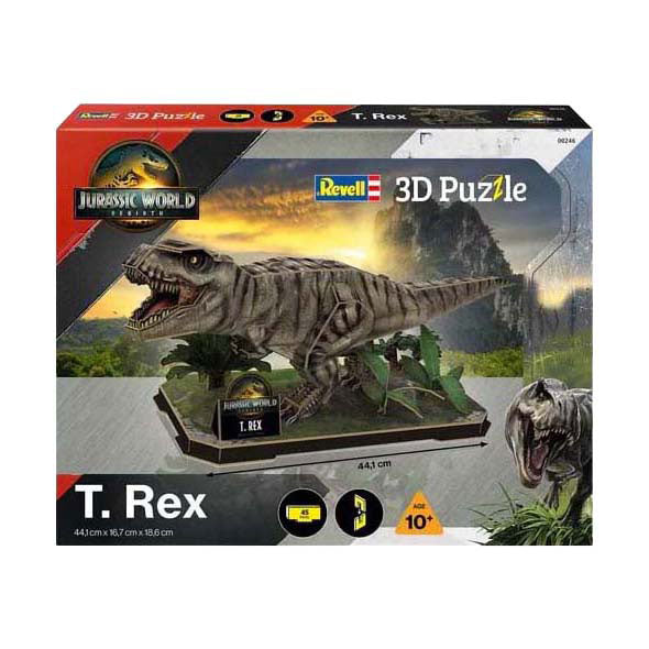 Revell 3d puzzel bouwpakket jurassic world - t. rex - 45dlg.