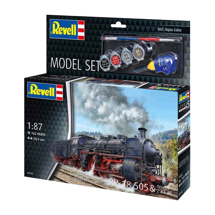 Revell modelbouwpakket - schnellzuglokomotive br18505 with tender 1:87 - 163dlg. - incl. basiskleuren verf