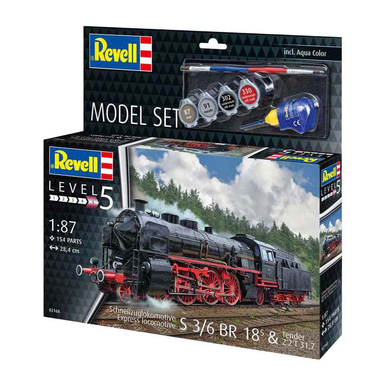 Revell modelbouwpakket - schnellzuglokomotive s3 6 br18 mit tende 1:87 - 154dlg.