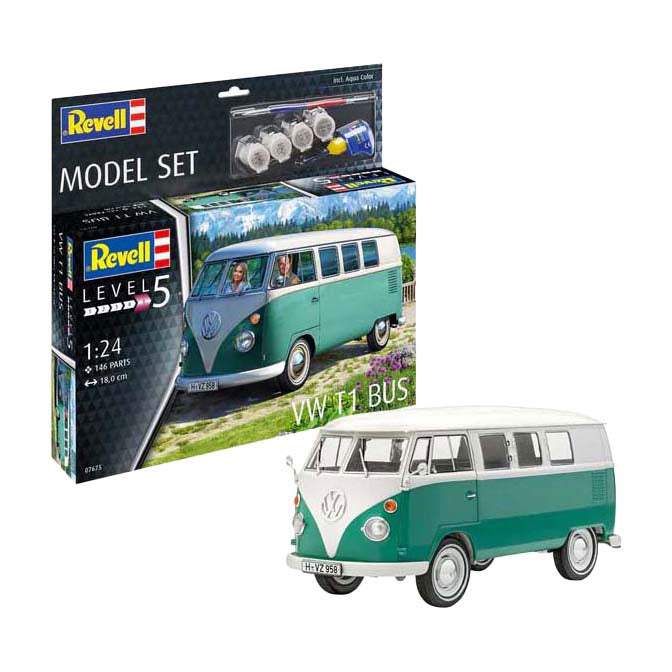Revell modelbouwpakket - vw t1 bus 1:24 - 146dlg. - incl. basiskleuren verf
