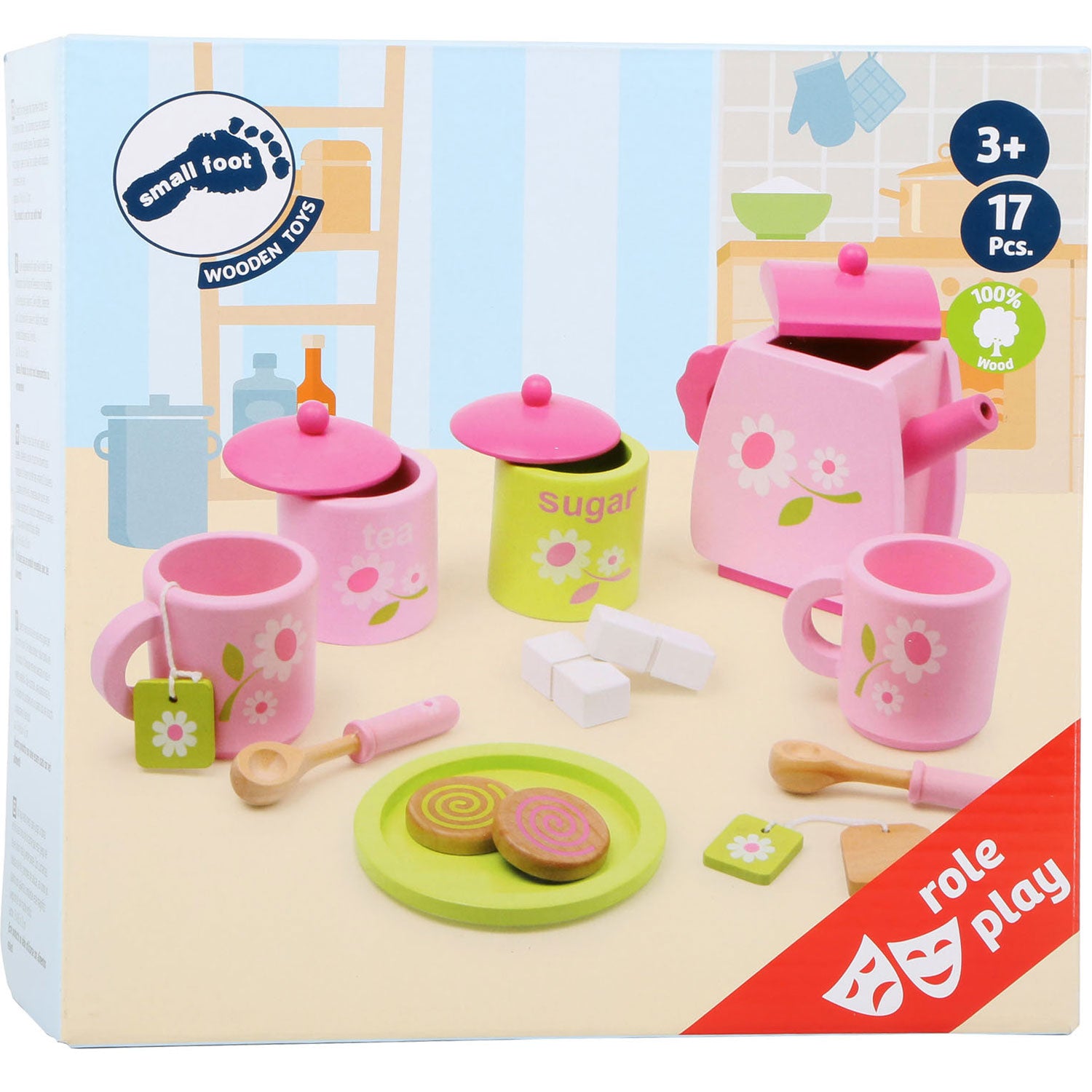 Small foot - wooden tea set, 17 pcs.