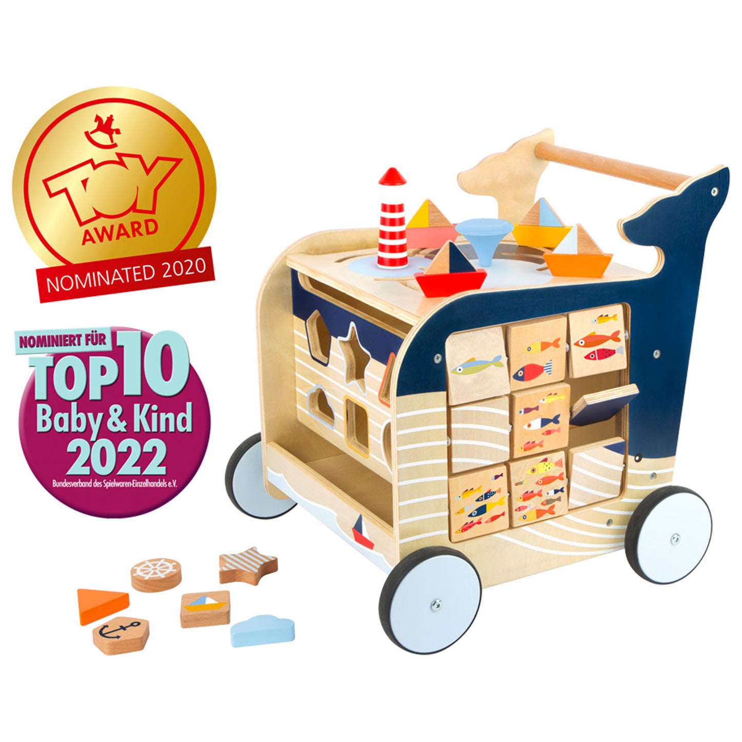 Small foot - wooden activity walker whale