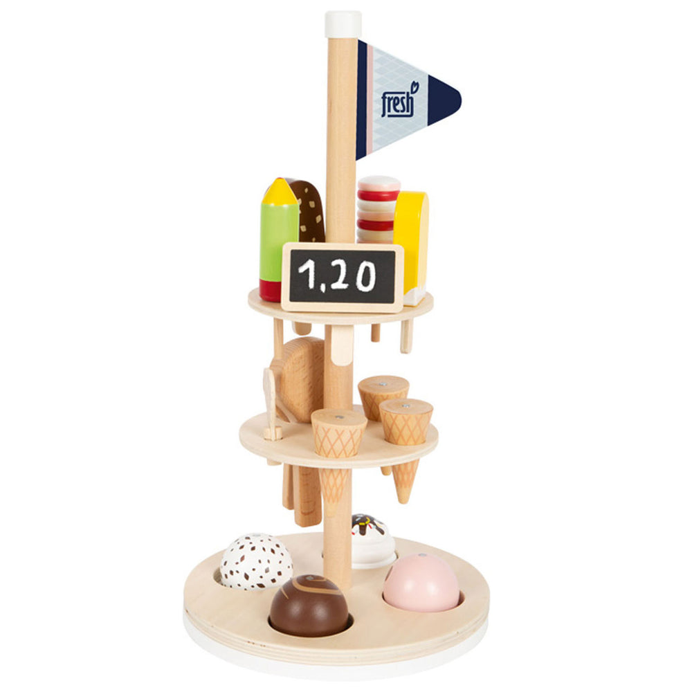 Small foot - wooden ice cream set with stand, 15 pcs.