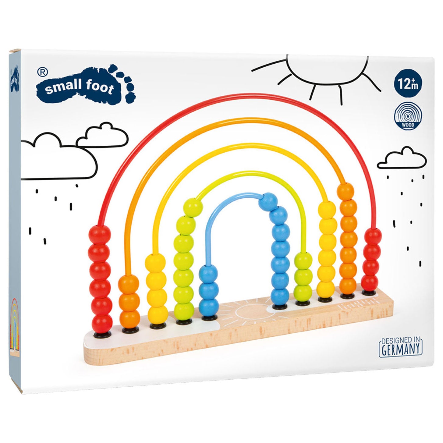 Kleine voet - houten motoriekspiraal regenboog